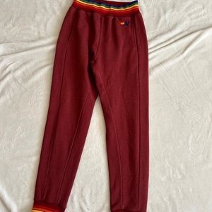 Aviator Nation Rainbow Rib Pocket Sweatpants - Claret